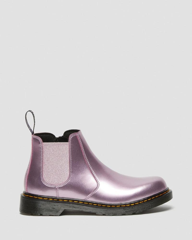 Dr Martens Youth 2976 Metallic Chelsea Støvler Børn Lyserød | DK 670LIS